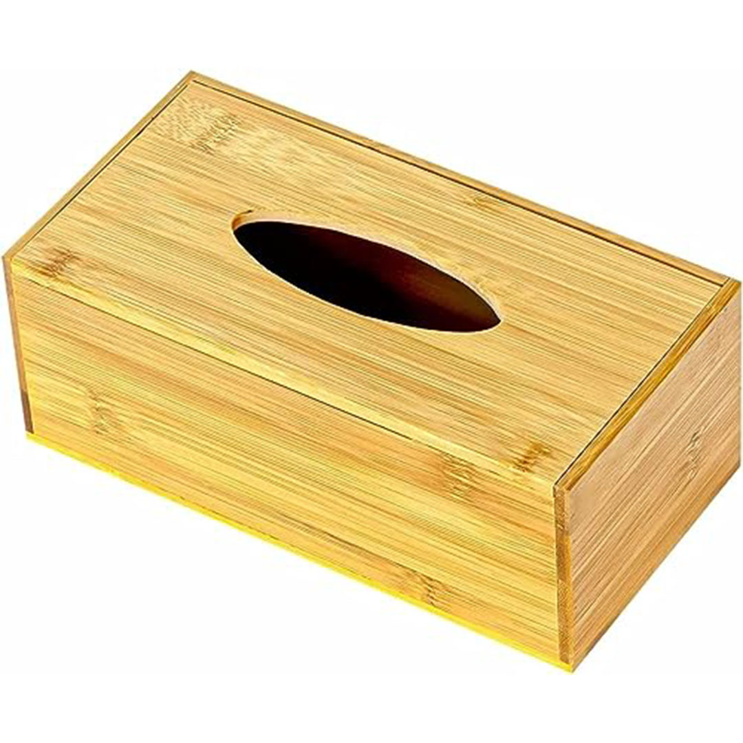 علبة مناديل خشب بامبو مقاس 23 سم