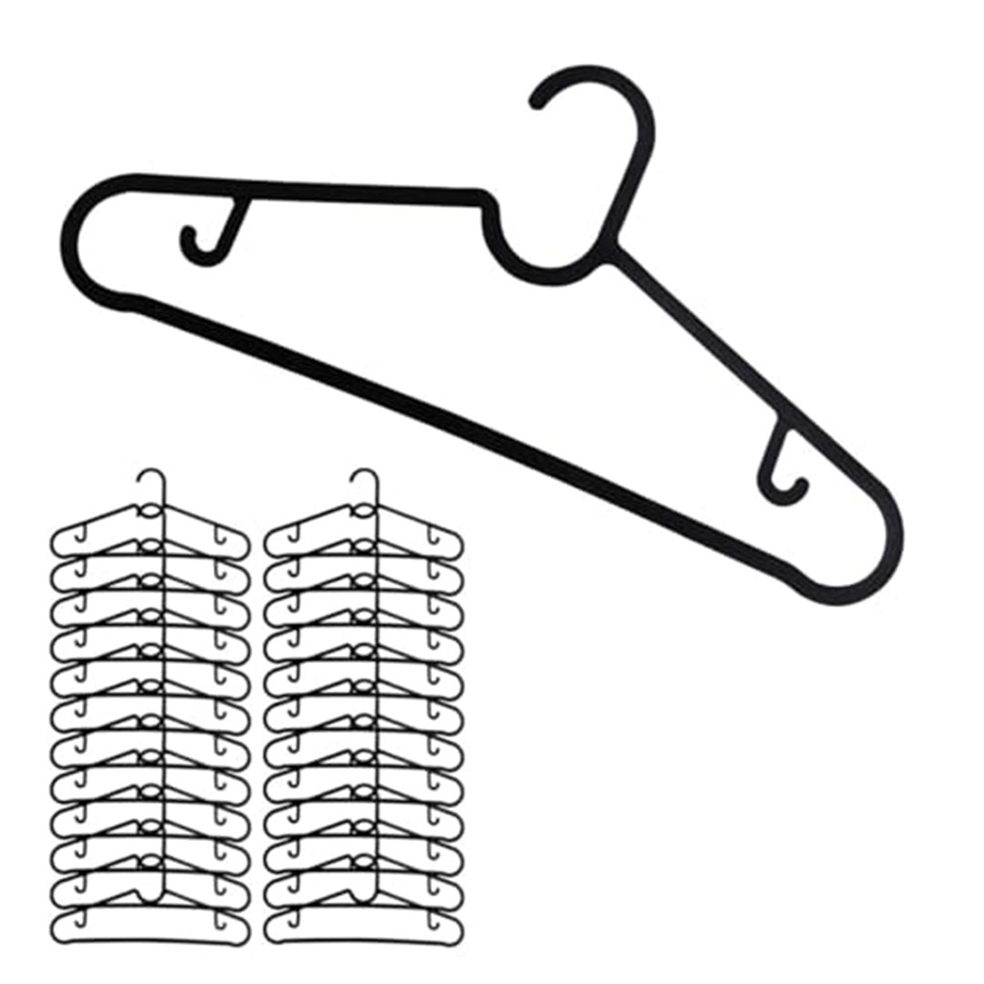 شماعة ملابس بلاستيك متينة وخفيفة الوزن - أسود - 24 قطعة