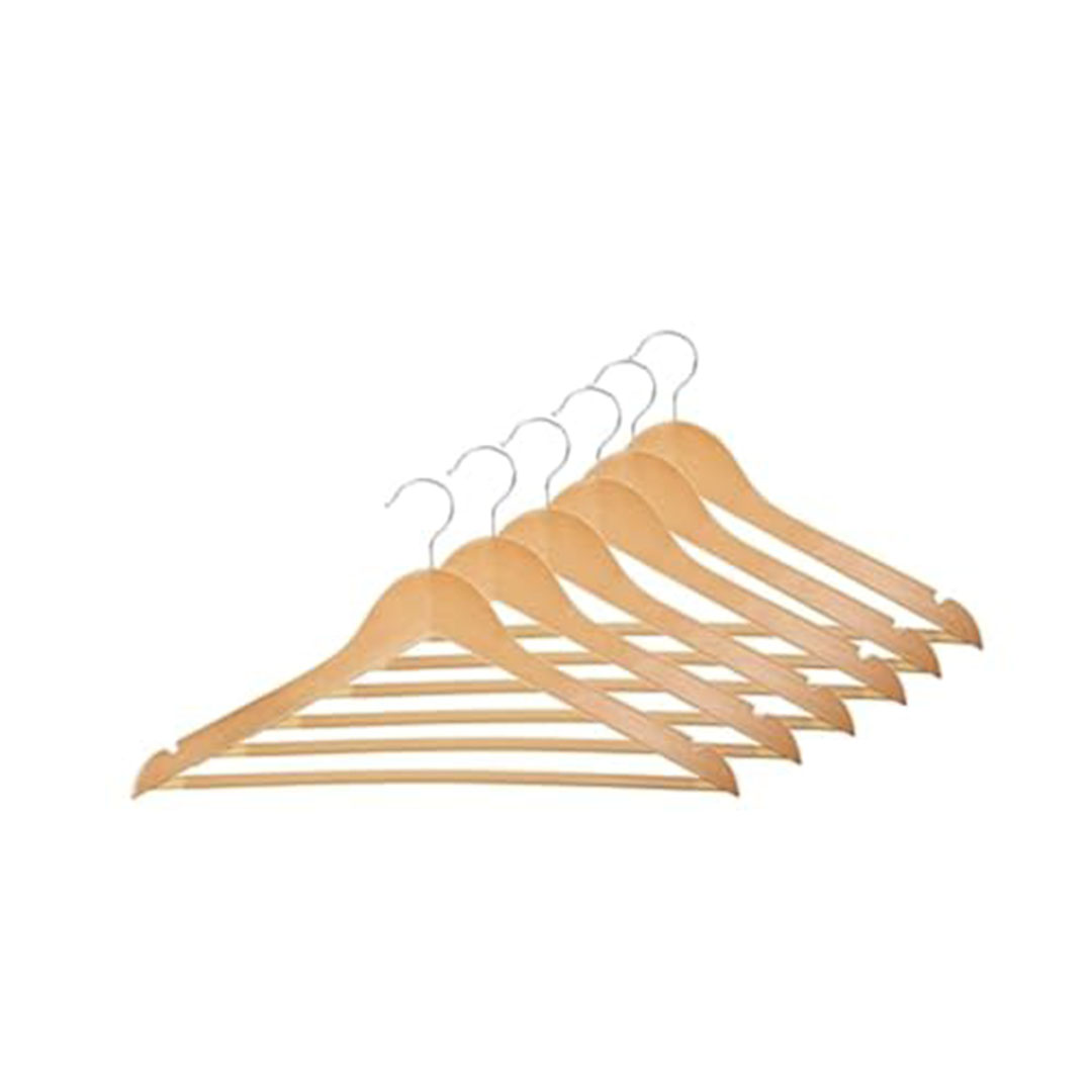 شماعات ملابس خشبية - 6 قطع