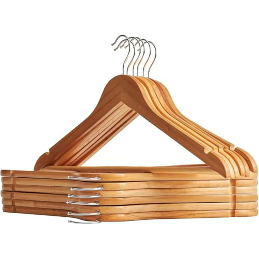 شماعات خشبية للملابس والمعاطف - بني - 9 قطع