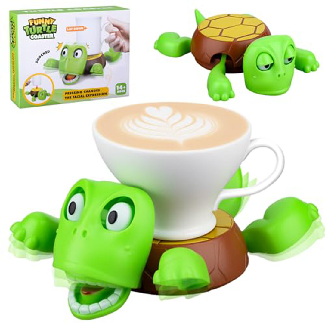 قاعدة أكواب بتصميم سلحفاة مضحكة - حامل أكواب قهوة - مطبوع ثلاثي الأبعاد