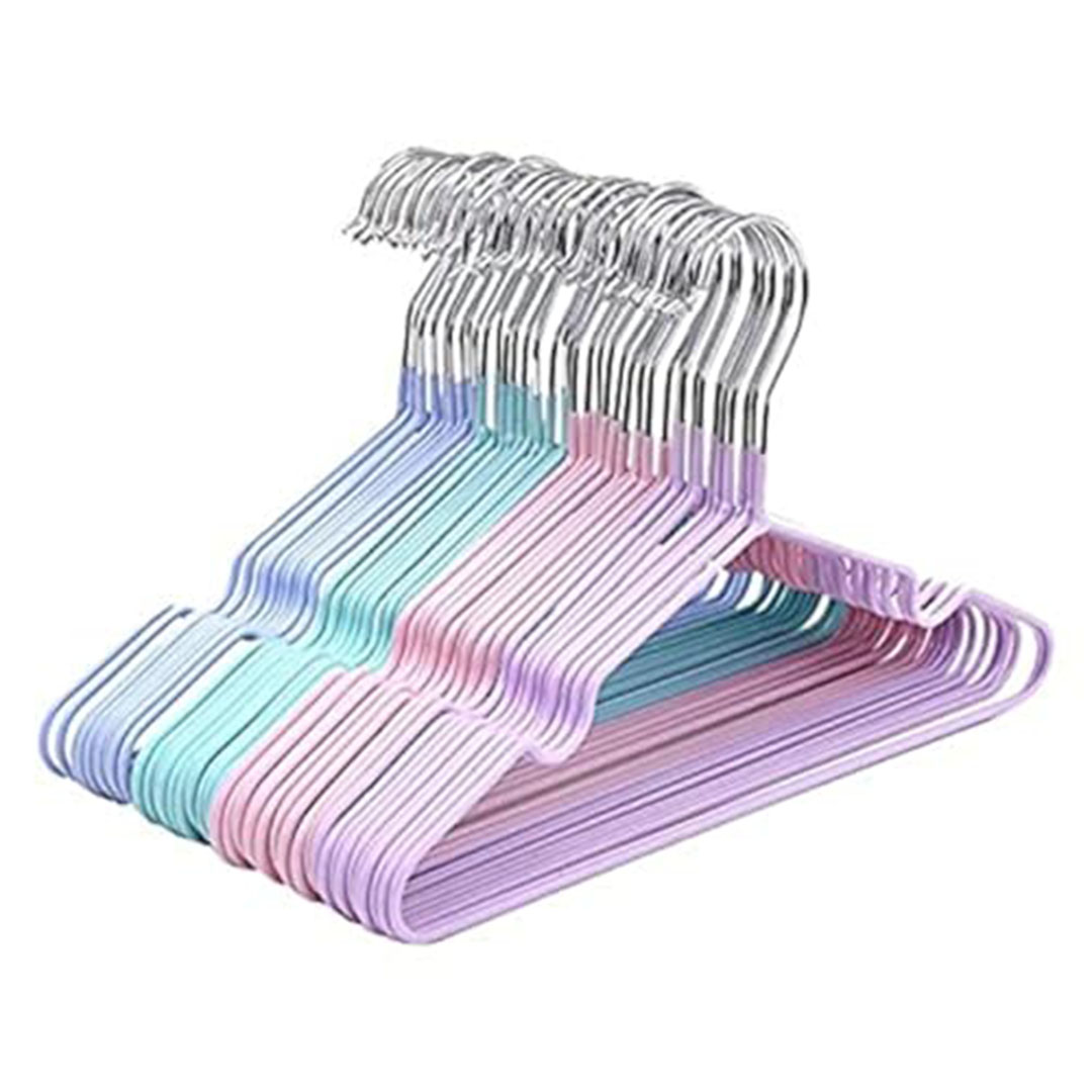 شماعات ملابس من ال ام اتش - 10 قطع - رف تجفيف معدني - متعدد الألوان