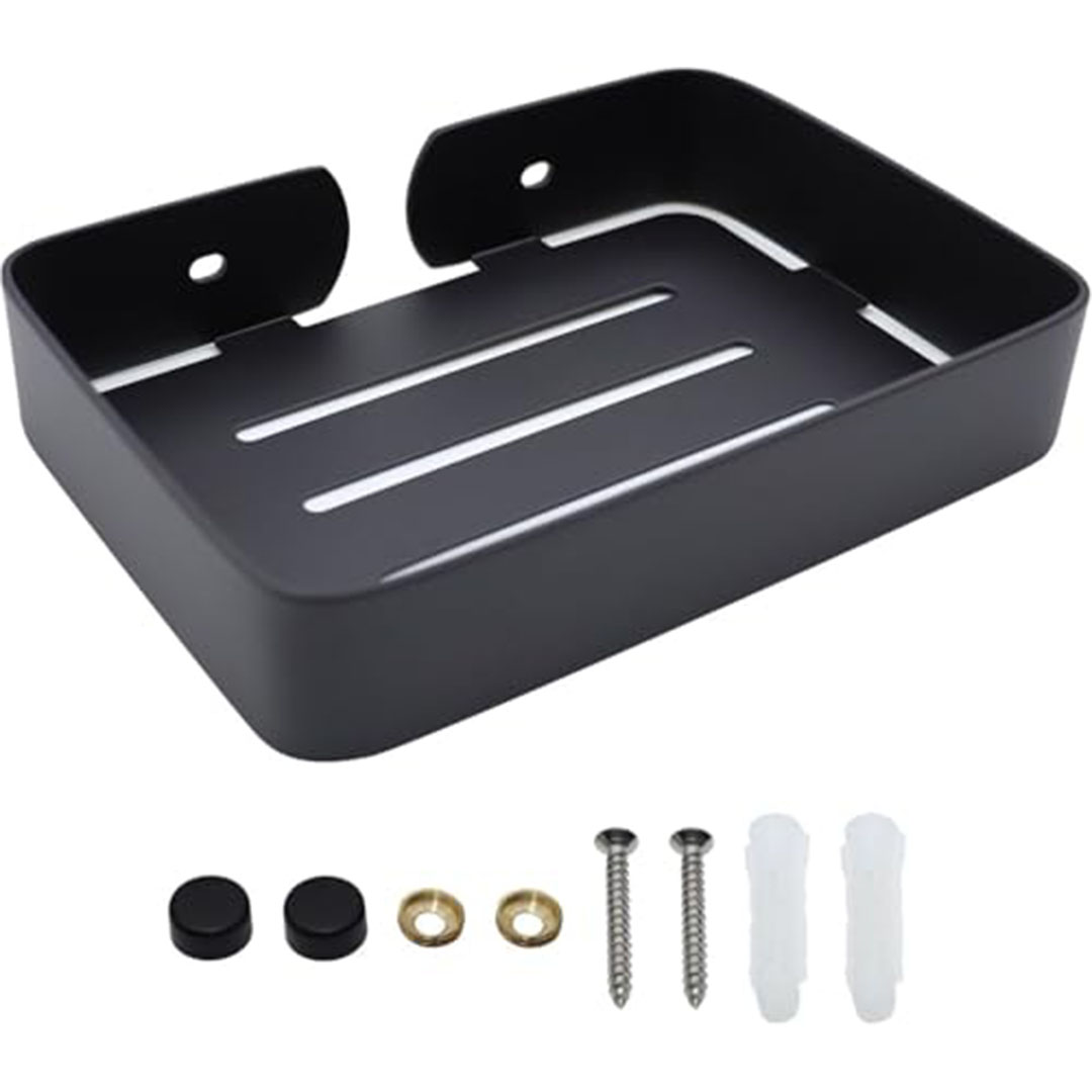 حامل صابون أنيق للاستحمام والحمام وحوض المطبخ - ستانلس ستيل أسود