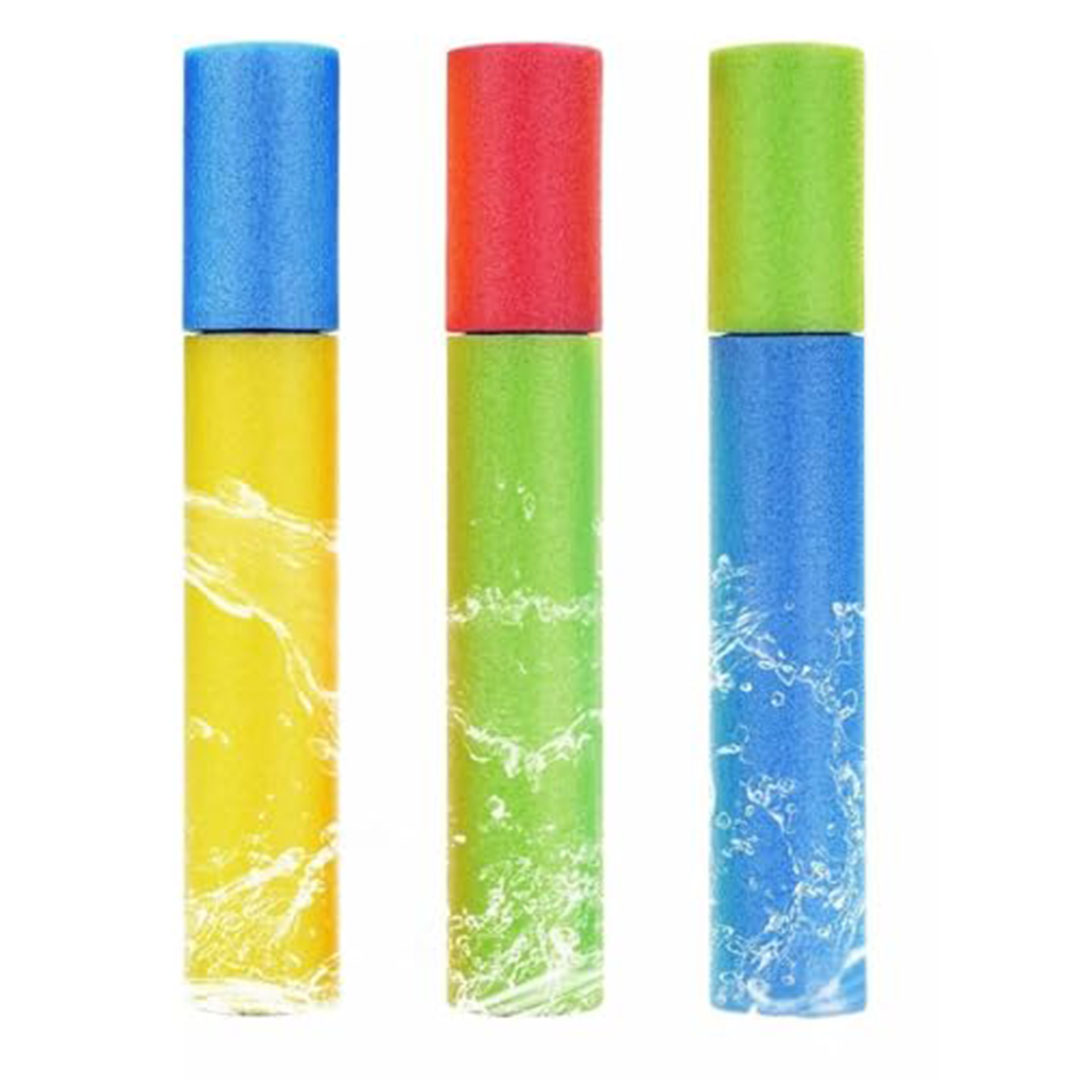 مجموعة مدافع مياه اسفنجية - 3 قطع - 30 سم - متعددة الألوان - ألعاب صيفية