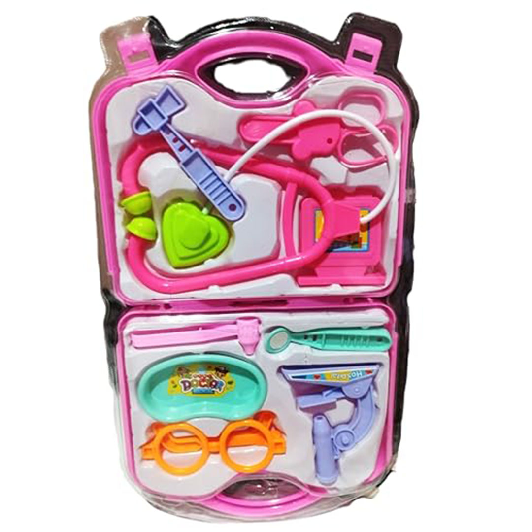 مجموعة ألعاب شنطة أدوات الطبيب بينك