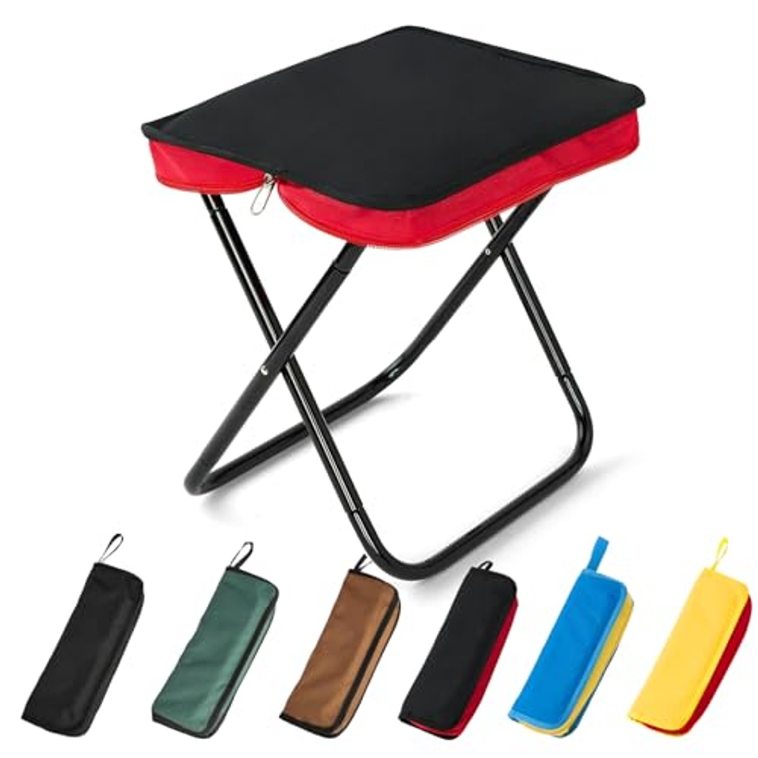 كرسي قابلة للطي للتخييم والرحلات - أسود/أحمر