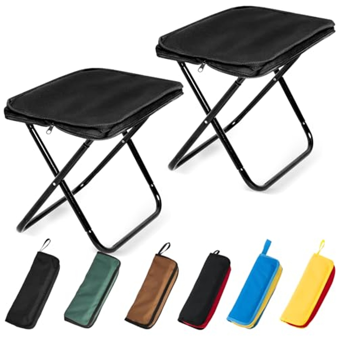 كرسي قابلة للطي للتخييم والرحلات - أسود - 2 قطعة