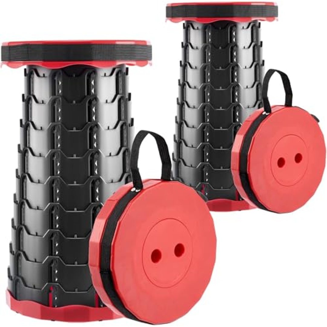 كرسي قابل للطي بارتفاعات متعددة - أسود/أحمر - 2 قطعة