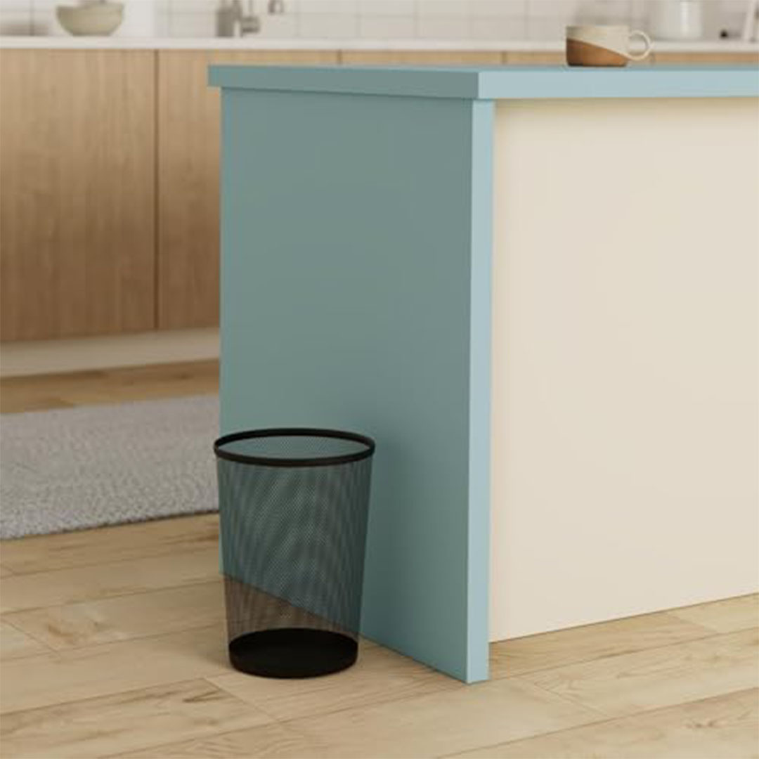 سلة مهملات شبكية دائرية كبيرة - أسود