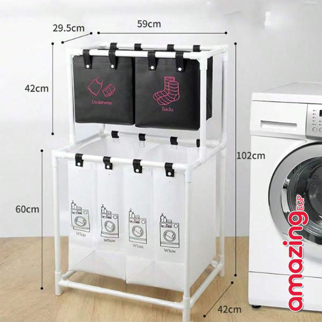 سلة غسيل مزدوجة الطبقات مع 4 شبكات - ذا باك