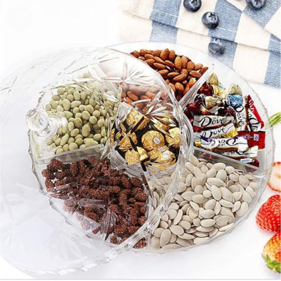 طبق أكريليك مقسم للوجبات الخفيفة بغطاء