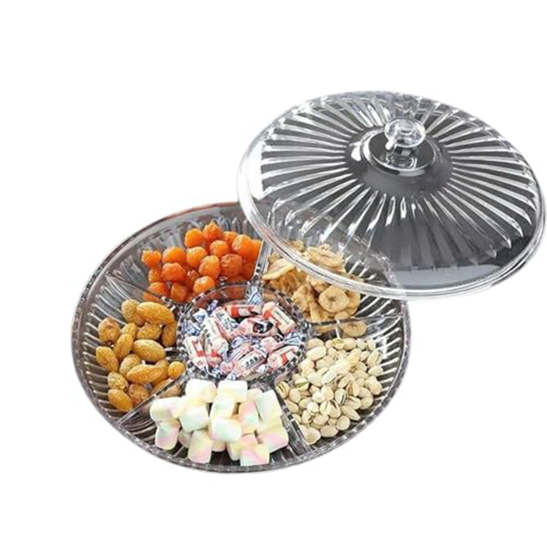 طبق تقديم تاسلي أكريليك بغطاء - شفاف