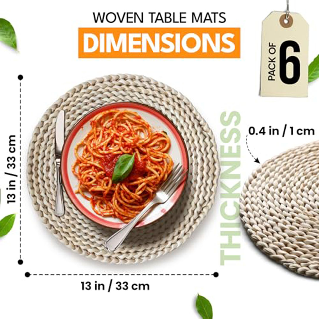مفارش دائرية منسوجة 33 سم - طقم 6 قطع - ديتشوز