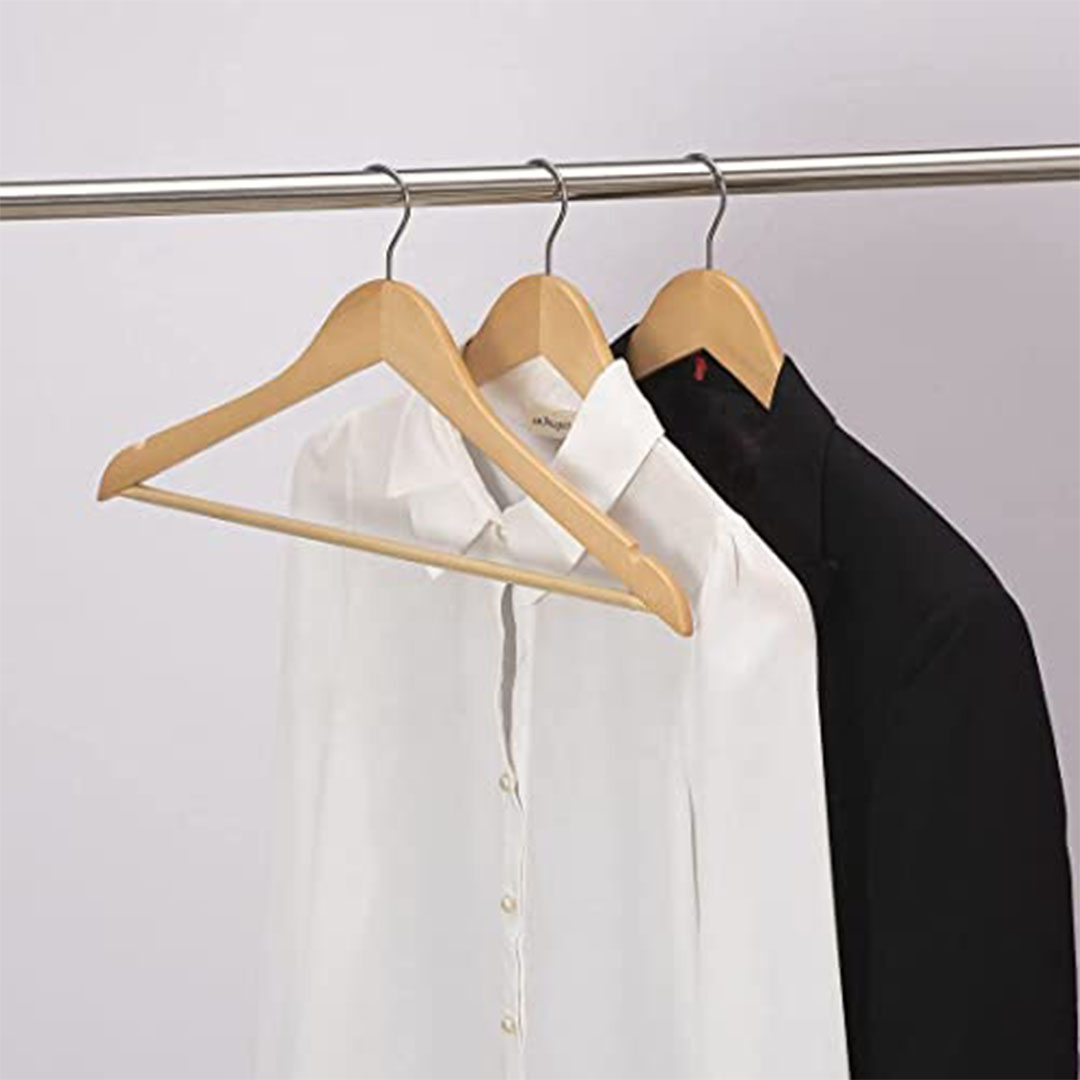 مجموعة شماعات خشب صلبة مع دعامة دوارة - 8 قطع - جو فاير