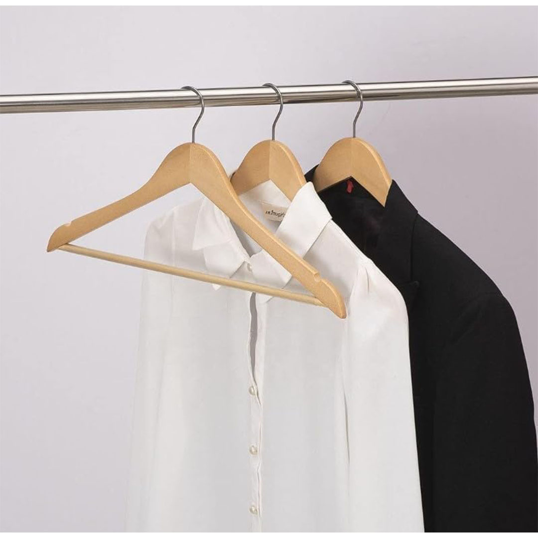 شماعات خشبية للملابس والمعاطف - بني - 9 قطع