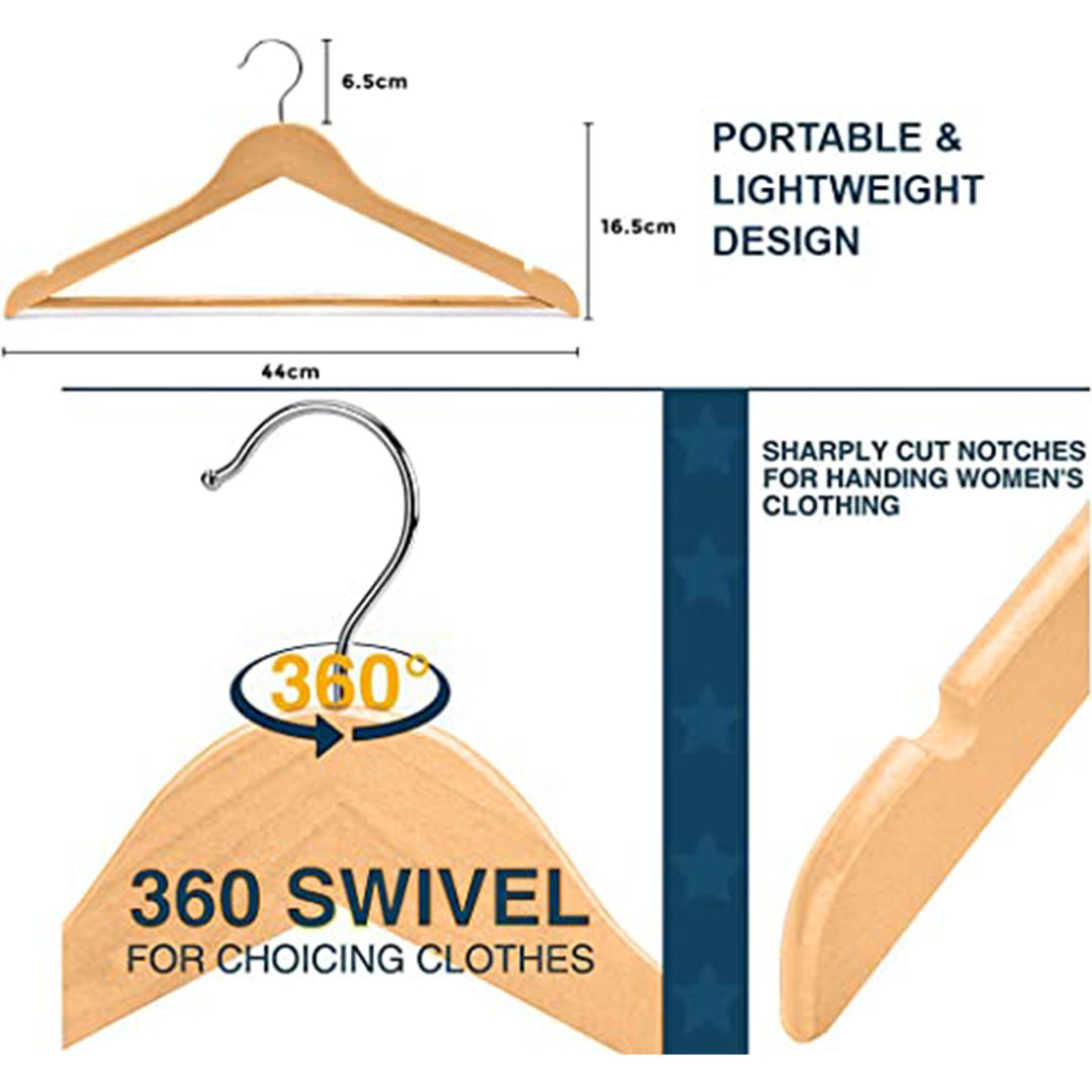 شماعات معاطف خشبية فاخرة من سترايم - 40 قطعة