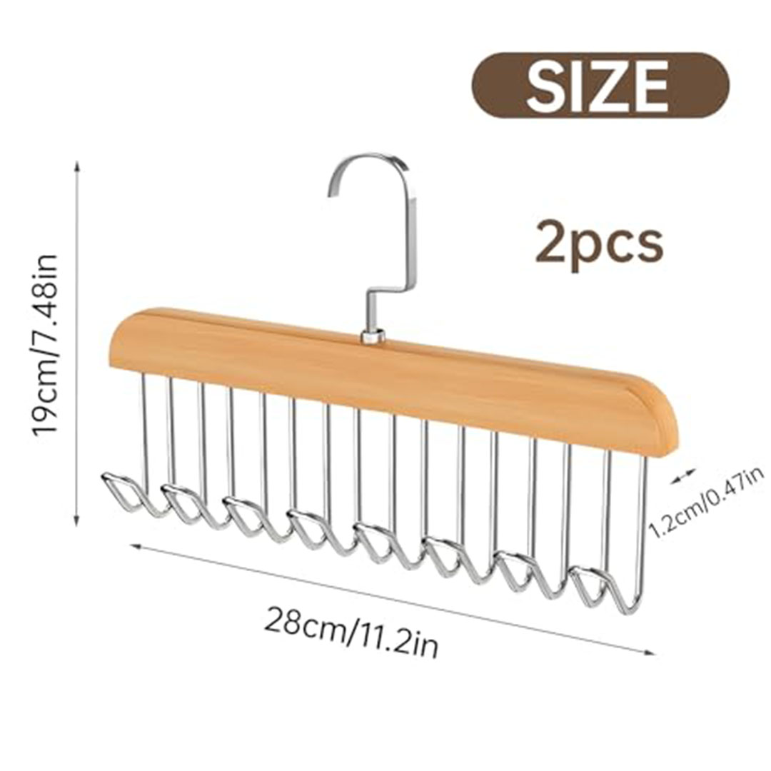 شماعات معاطف وحمالات صدر مضادة للانزلاق - 2 قطعة - خشب - 8 خطافات