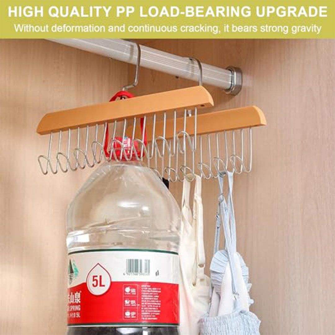 مجموعة حوامل ربطات عنق - 3 قطع - خشب - 8 خطافات