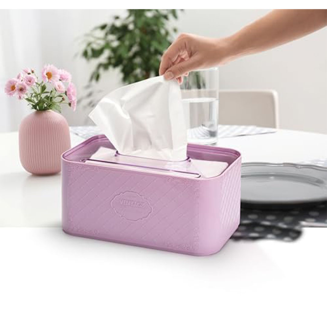 علبة مناديل بلاستيكية - متعددة الألوان