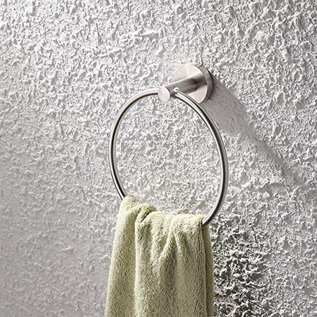 حلقة حامل مناشف الحمام - ستانلس ستيل فضي