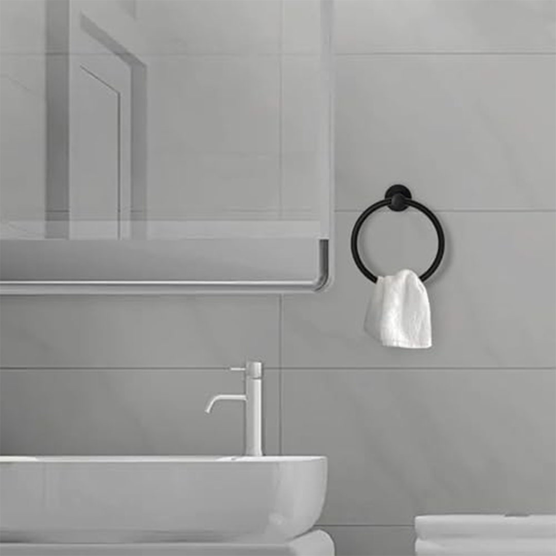 طقم حوامل فوط - حلقة فوطة - أسود