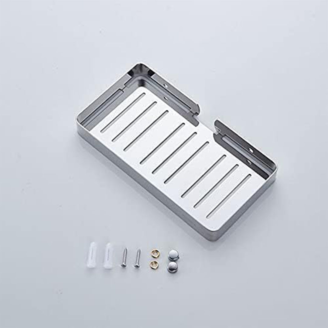 حامل صابون - طبق صابون عريض - فضي - مثبت على الحائط