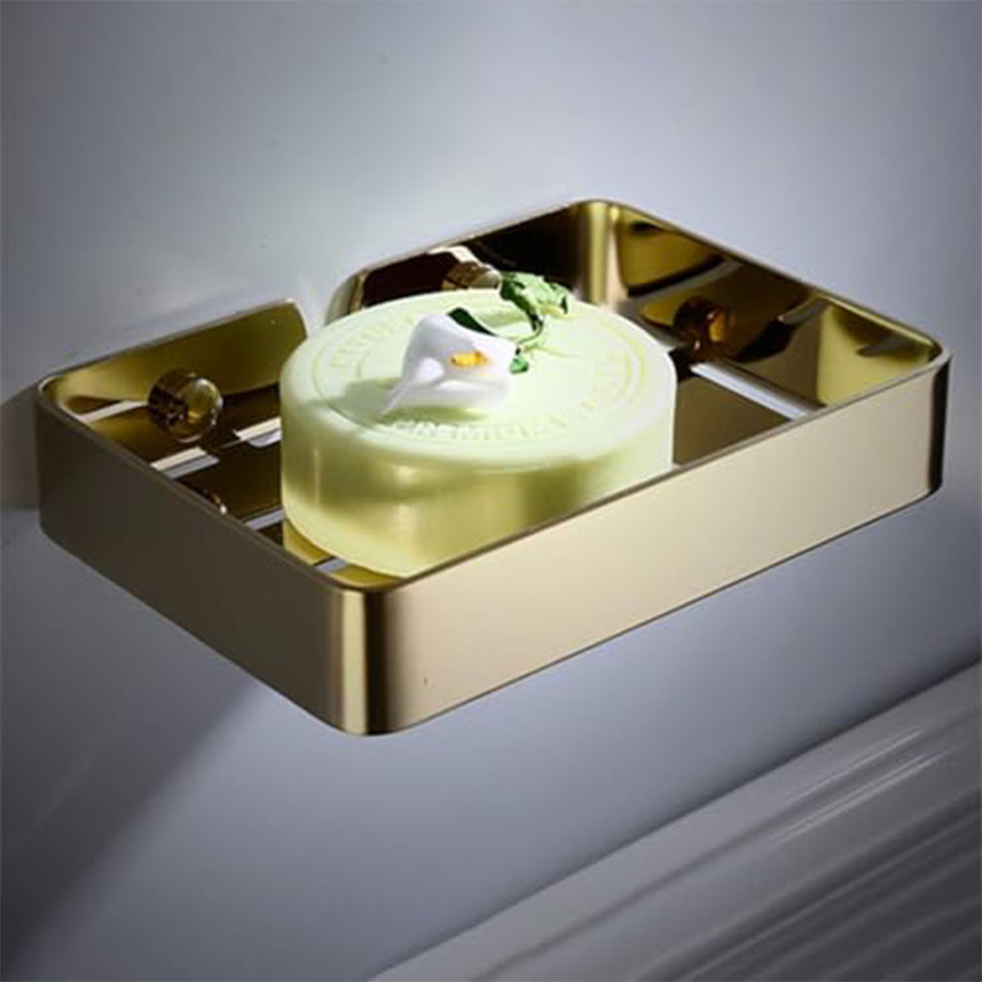 حامل صابون أنيق - طبق صابون ستانلس ستيل مع مسامير - ذهبي
