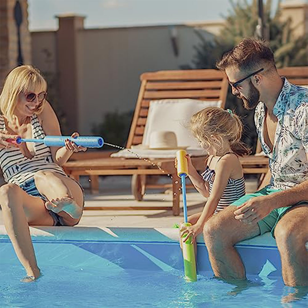 مسدسات ماء للأطفال - 3 قطع - مسدس رش للمسبح والشاطئ - يصل لمسافة 12 متر - ألعاب مائية خارجية