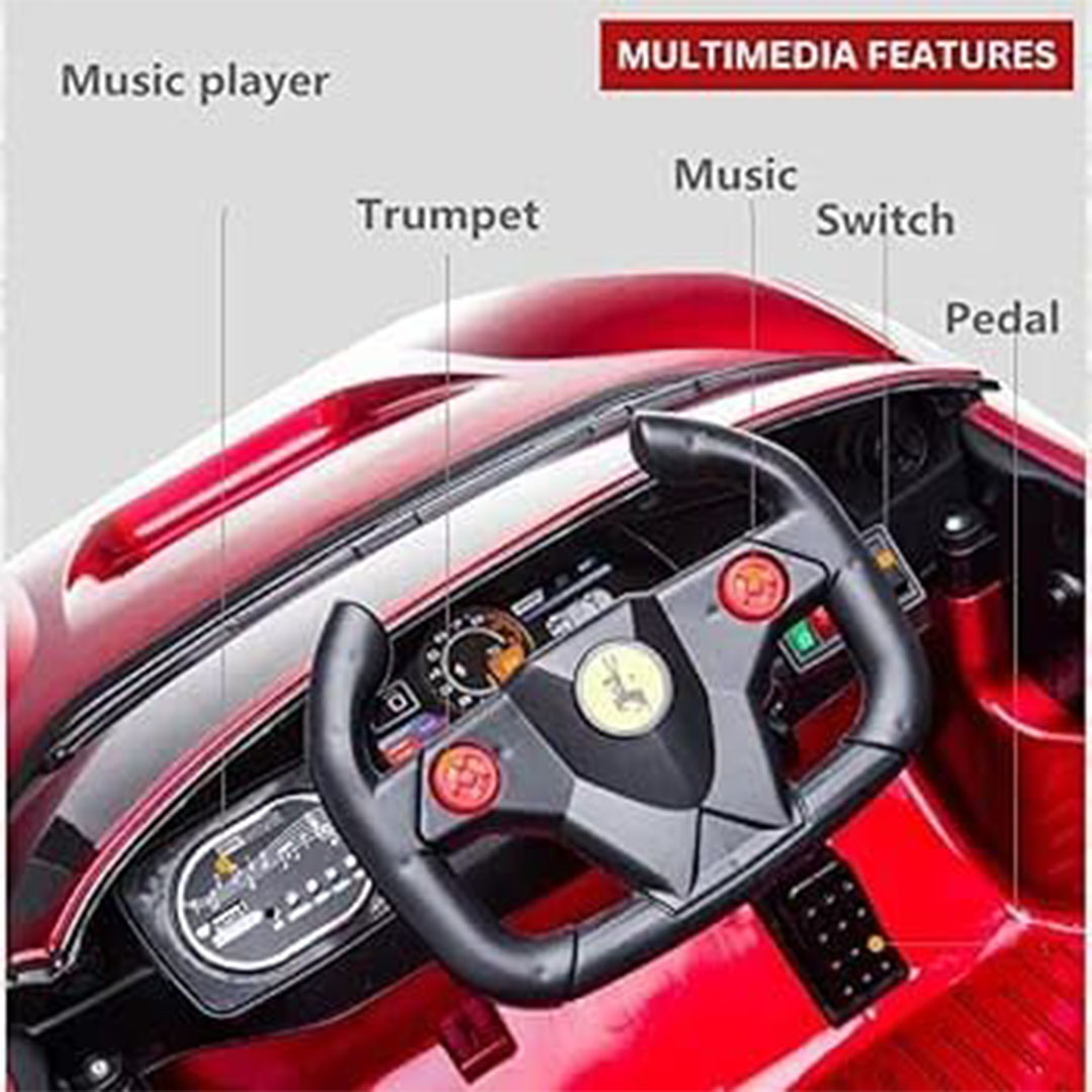 سيارة شحن كهربائية للأطفال بعجلات متينة وتأثيرات صوت وضوء - أحمر