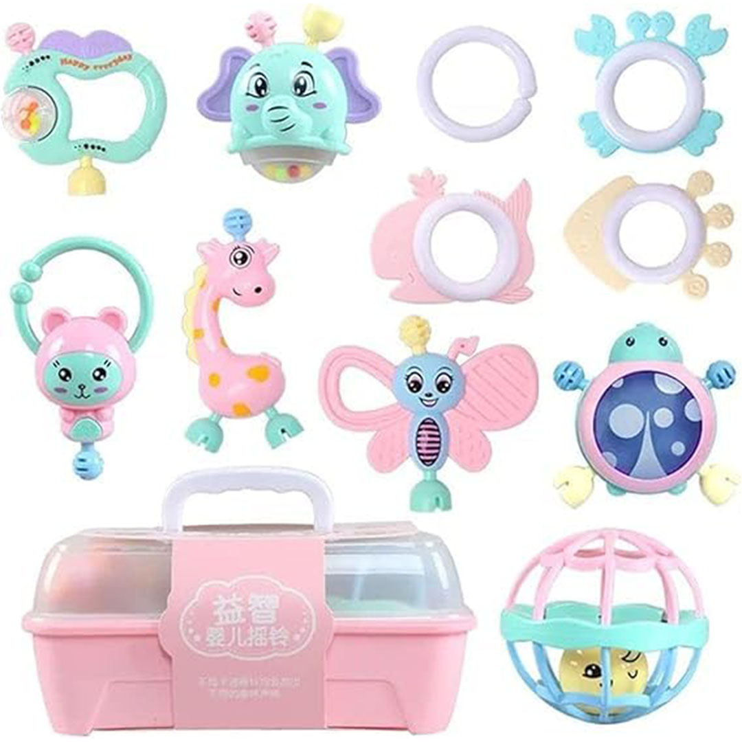 مجموعة شخشيخات وعضاضات للأطفال - 10 قطع