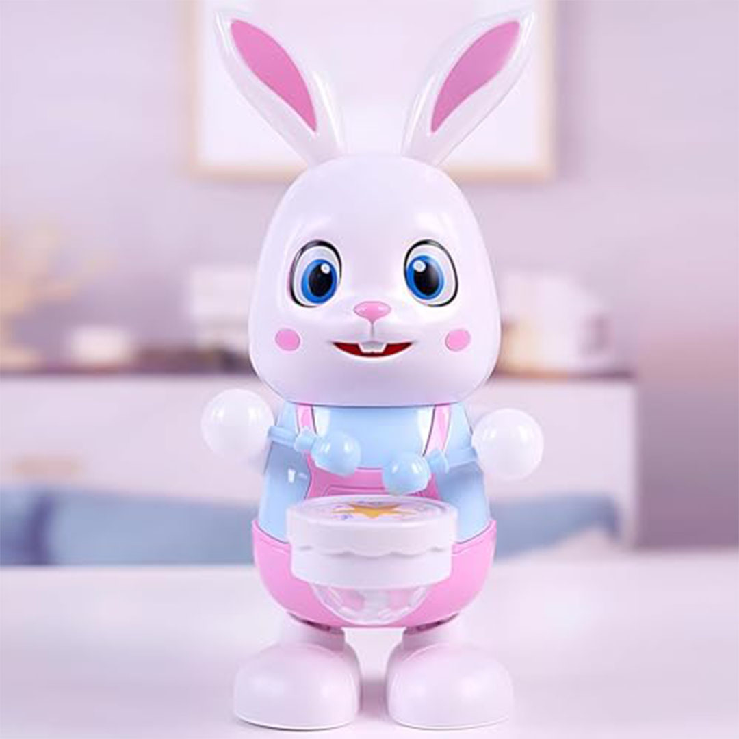 لعبة أرنب موسيقية مضيئة للأطفال - LED وصوت طبلة - 1-3 سنوات