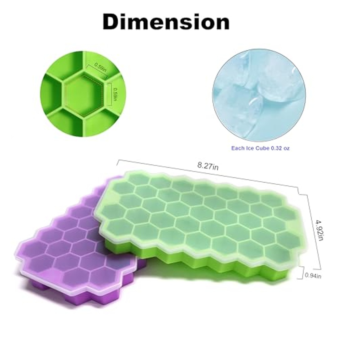 علبة مكعبات ثلج سيليكون بغطاء - 2 قطعة - أخضر