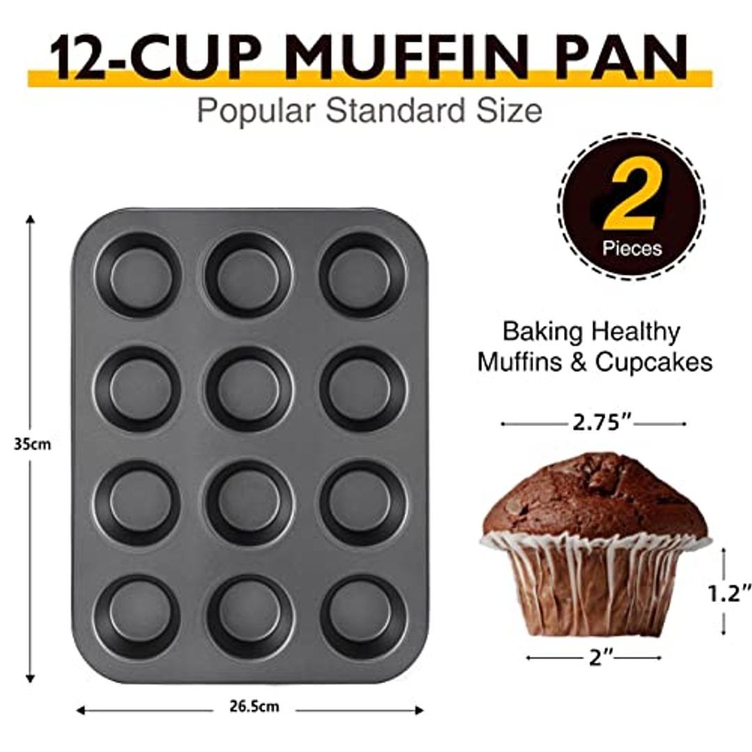 قوالب مافن وكاب كيك غير لاصقة - 2 قطعة - 12 كوب