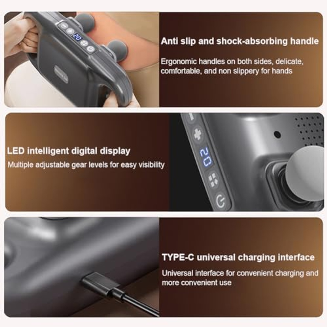 جهاز تدليك علاج الأنسجة العميقة - 4 رؤوس - 20 مستوى - أسود