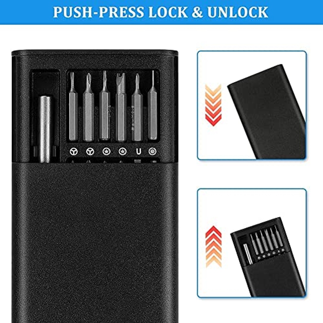 مجموعة رؤوس مفكات مغناطيسية دقيقة 24 في 1 - أسود