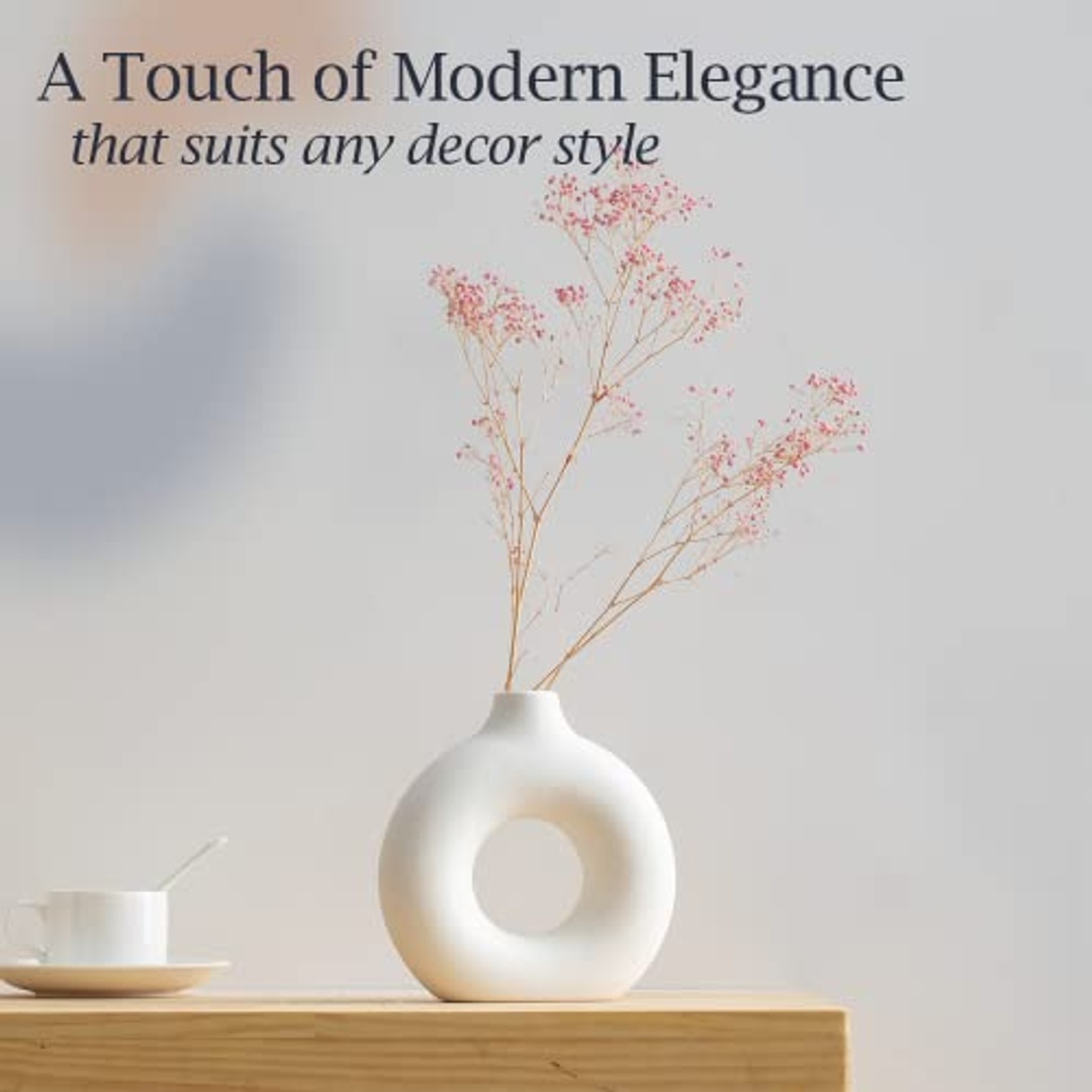 فازة سيراميك للديكور المنزلي - 17 سم - أبيض