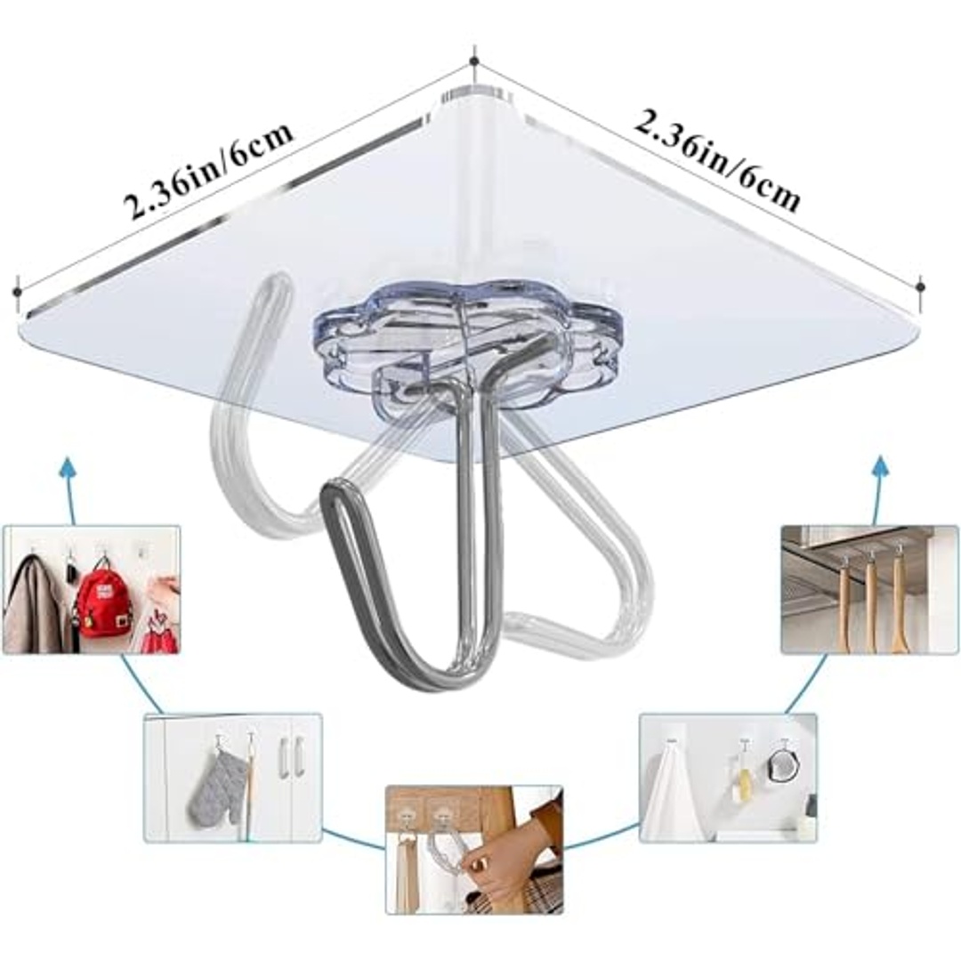 خطافات حائط شفاف دابل فيس - 12 قطعة