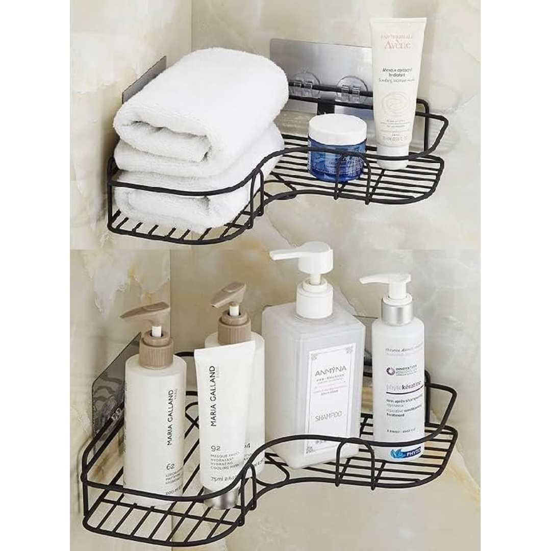 حامل زاوية للحمام والمطبخ - 2 قطعة - أسود