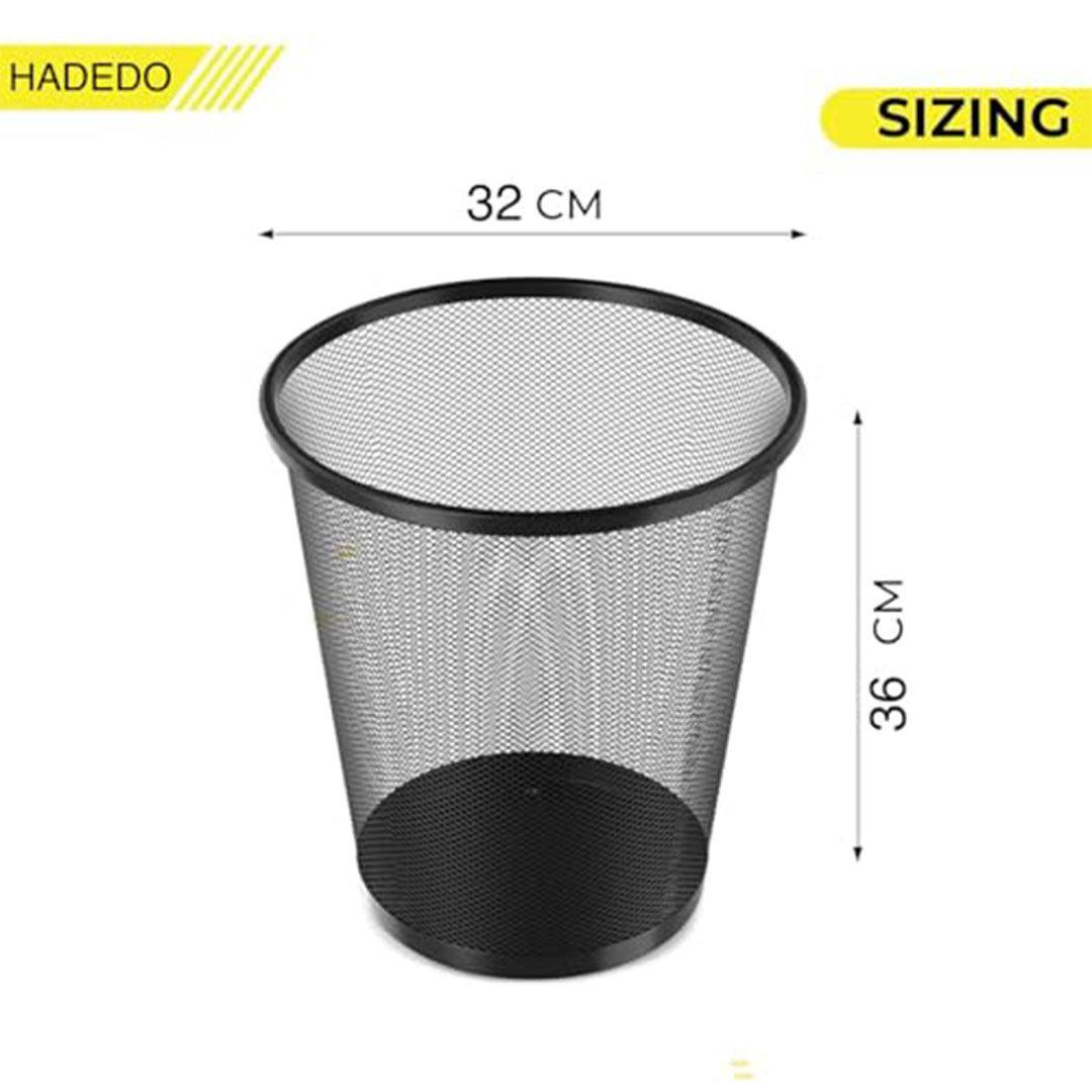 سلة مهملات شبكية دائرية كبيرة - أسود
