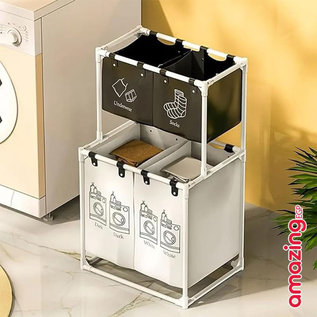 سلة غسيل مزدوجة الطبقات مع 4 شبكات - ذا باك