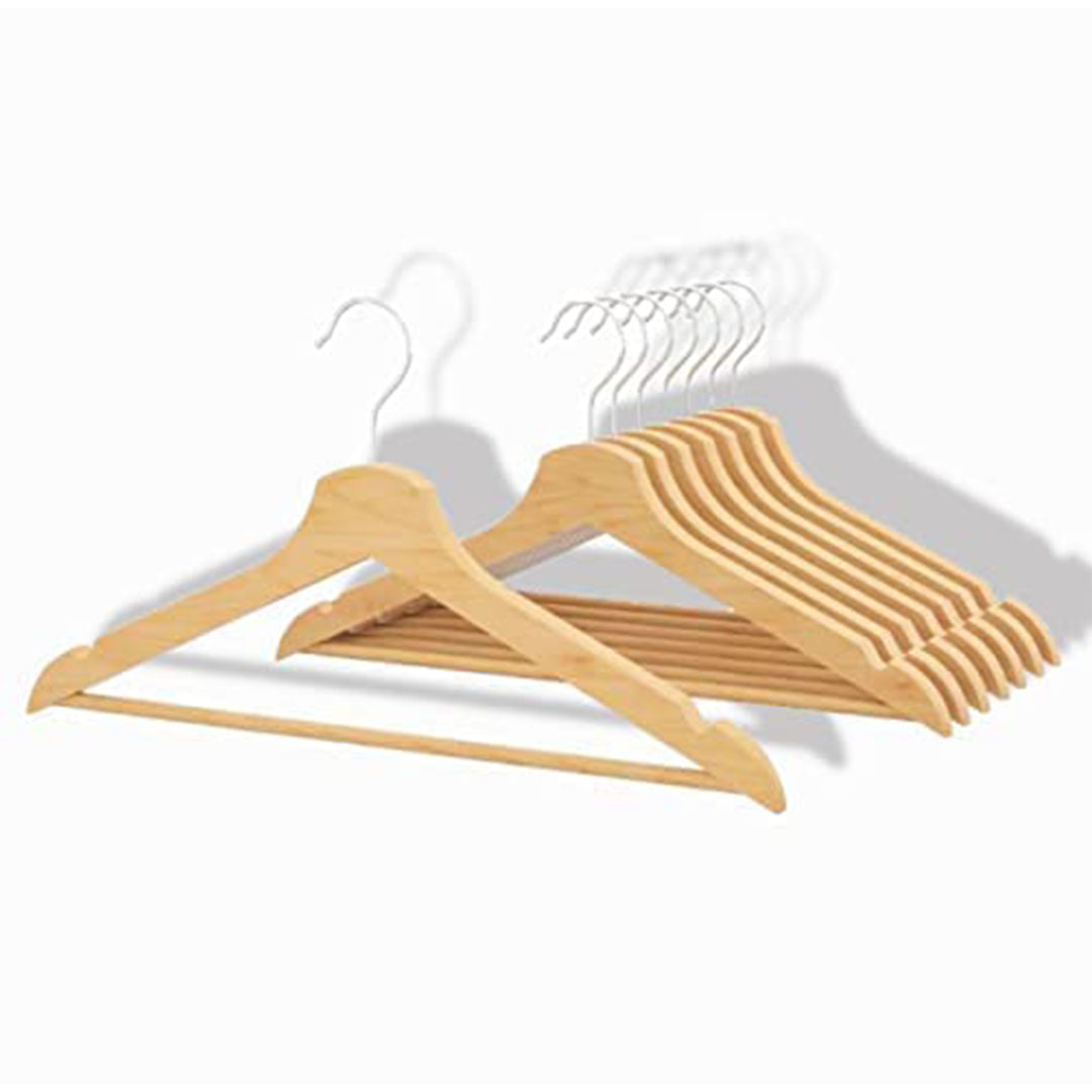 مجموعة شماعات خشب صلبة مع دعامة دوارة - 8 قطع - جو فاير