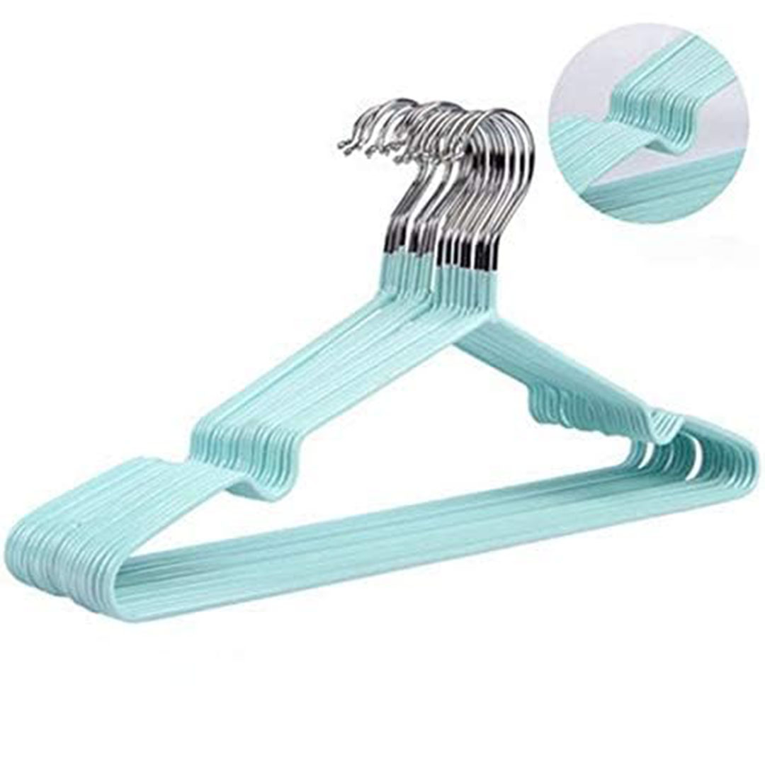 شماعات ملابس من ال ام اتش - 10 قطع - رف تجفيف معدني - متعدد الألوان
