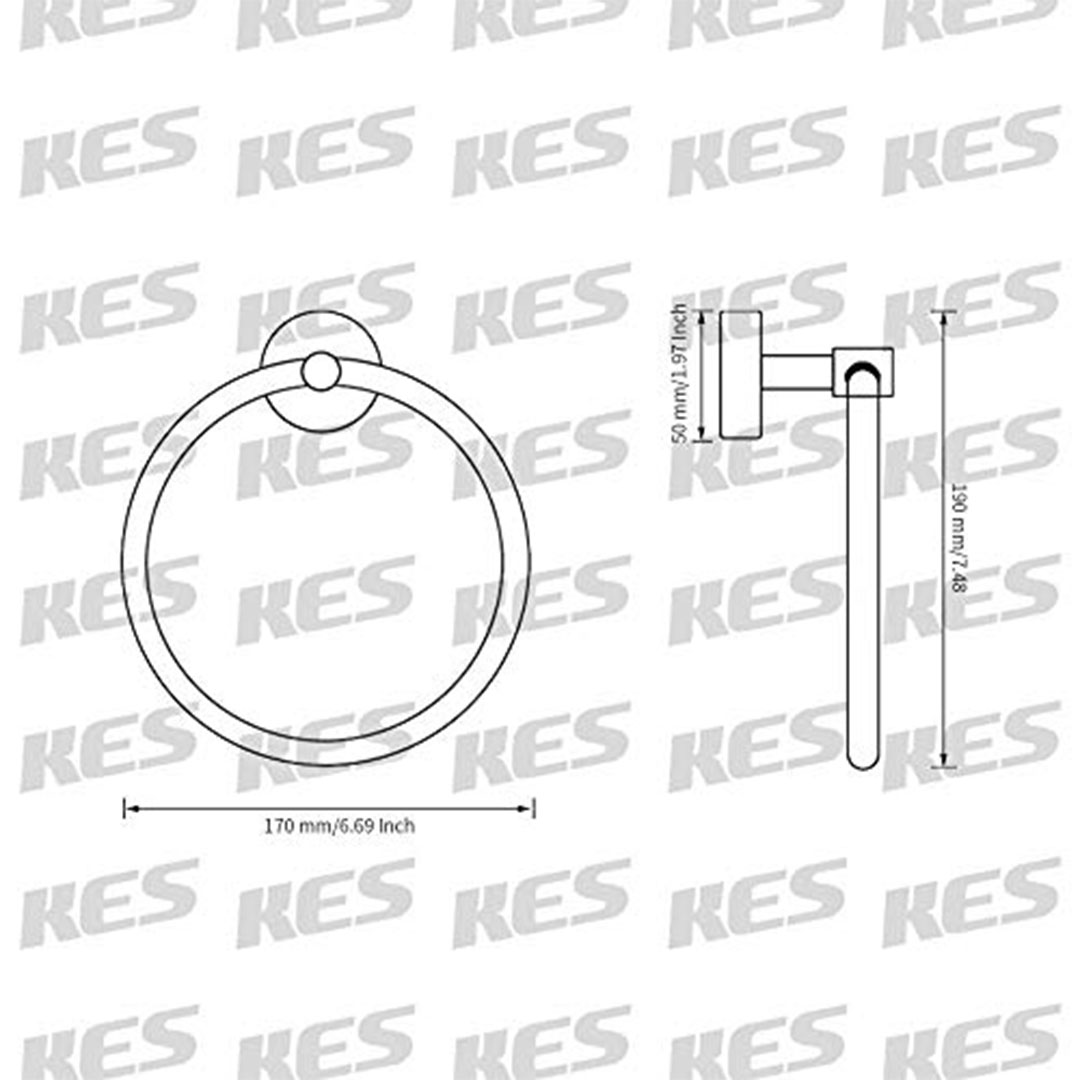 حلقة حامل مناشف الحمام - ستانلس ستيل فضي