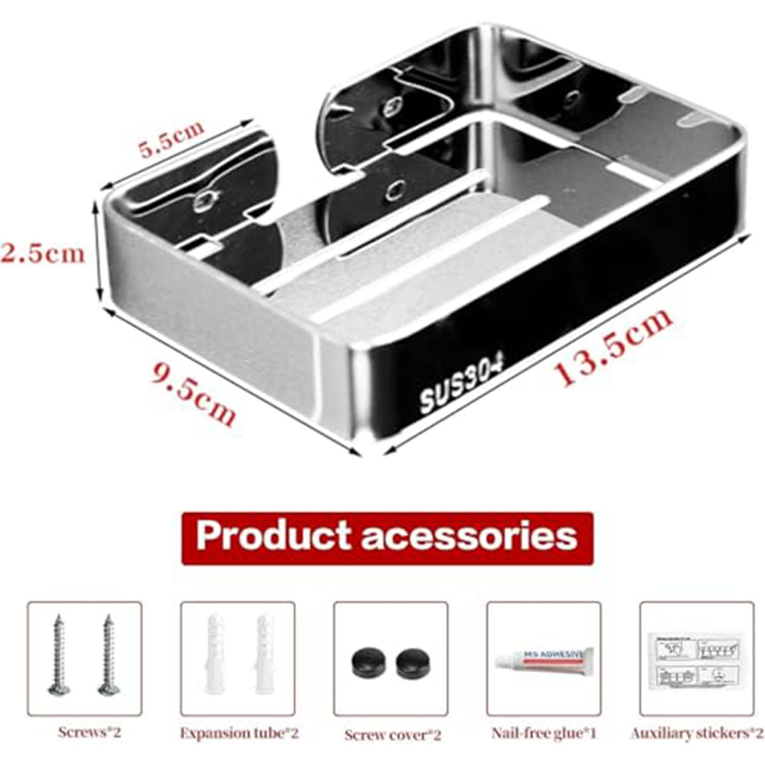 حامل صابون - ستانلس ستيل وكروم - مثبت على الحائط