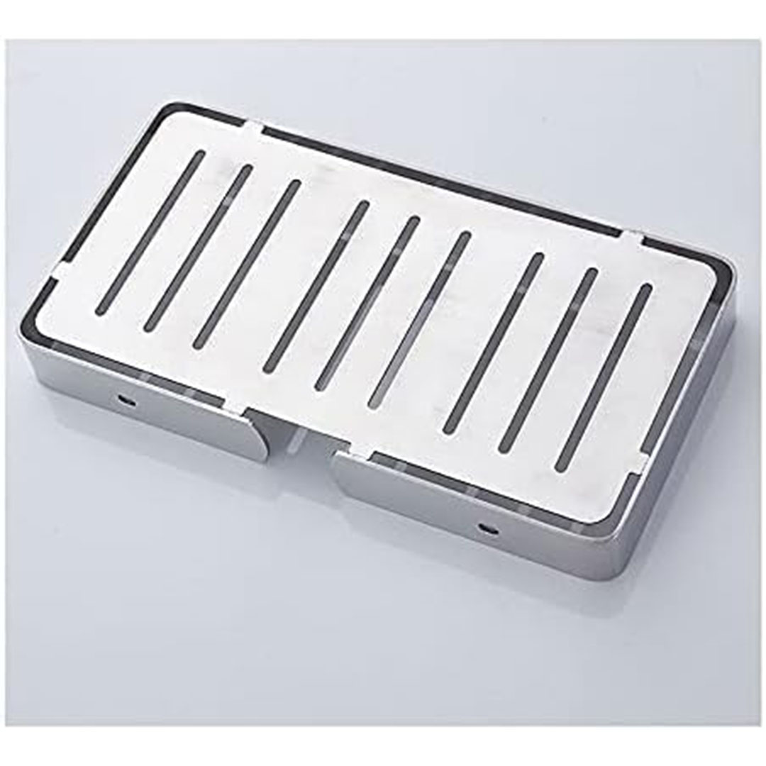 حامل صابون - طبق صابون عريض - فضي - مثبت على الحائط