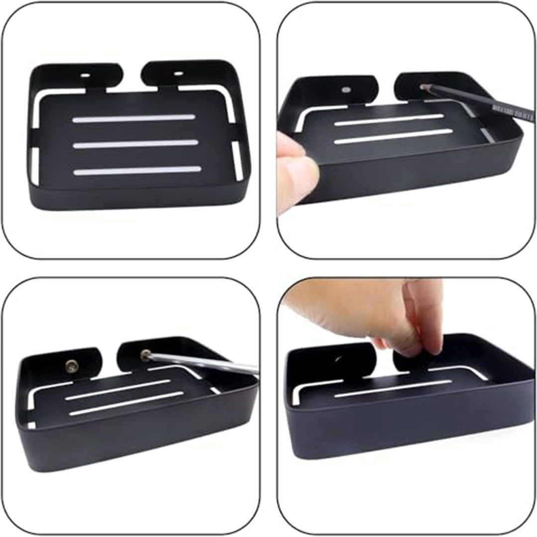 حامل صابون أنيق للاستحمام والحمام وحوض المطبخ - ستانلس ستيل أسود