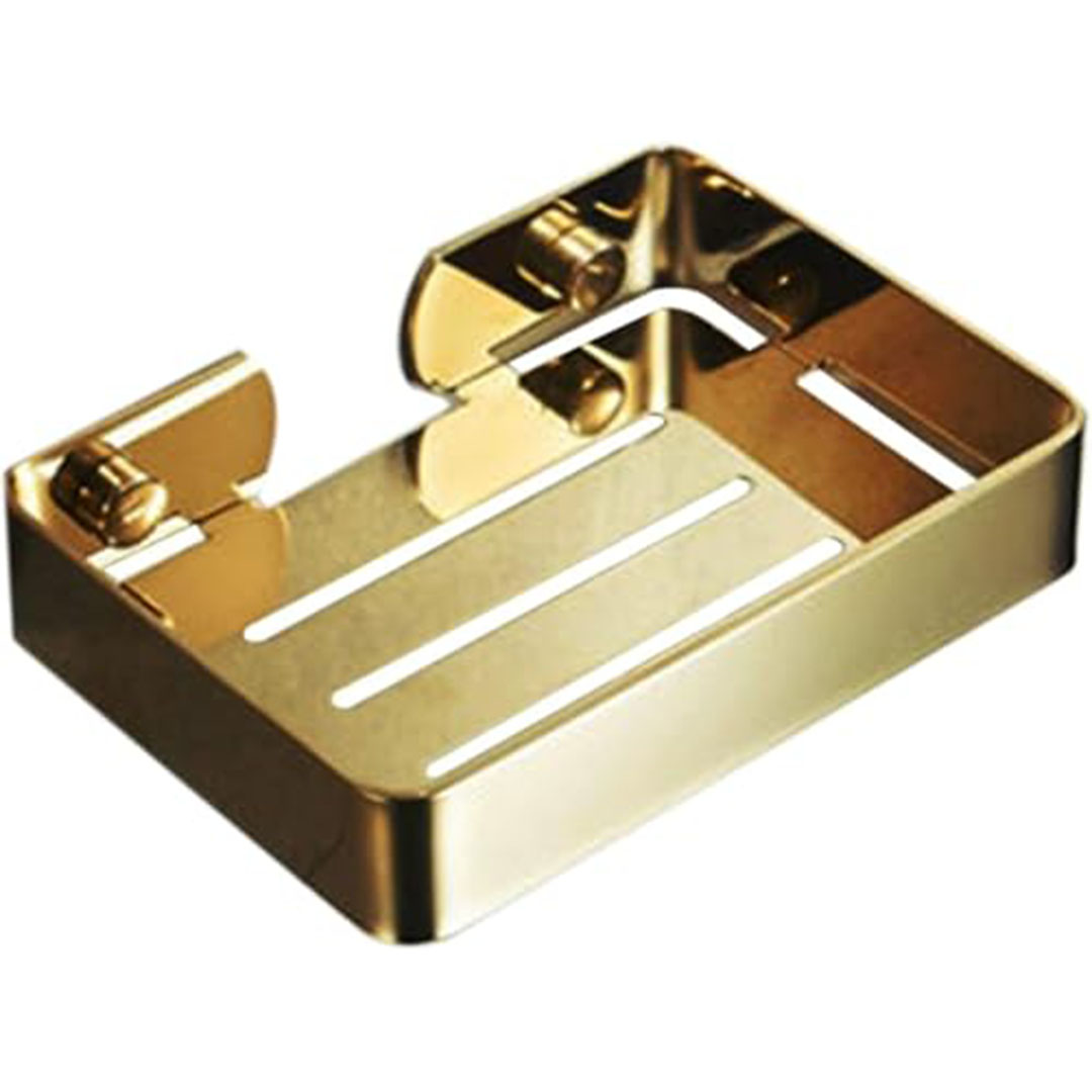 حامل صابون أنيق - طبق صابون ستانلس ستيل مع مسامير - ذهبي