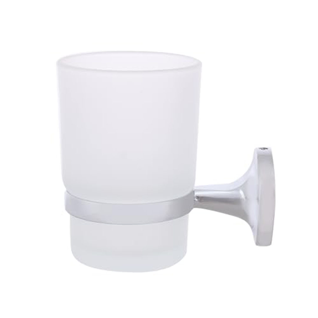 حامل فرشاة أسنان زجاجي 5130 - روك - فضي وشفاف