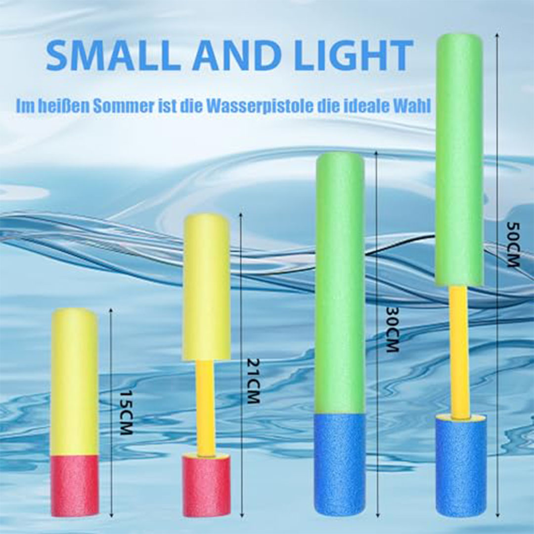 مسدس ماء للأطفال - رشاش رغوي - 4 قطع - 2 كبير 30 سم - 2 صغير 15 سم - للشاطئ وحمام السباحة