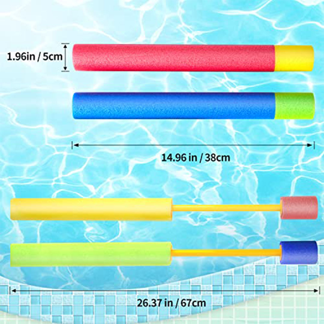 مسدس ماء فوم - كيزتويز - 4 قطع - 38 سم - م- - للأطفال والبالغين - ألعاب صيفية